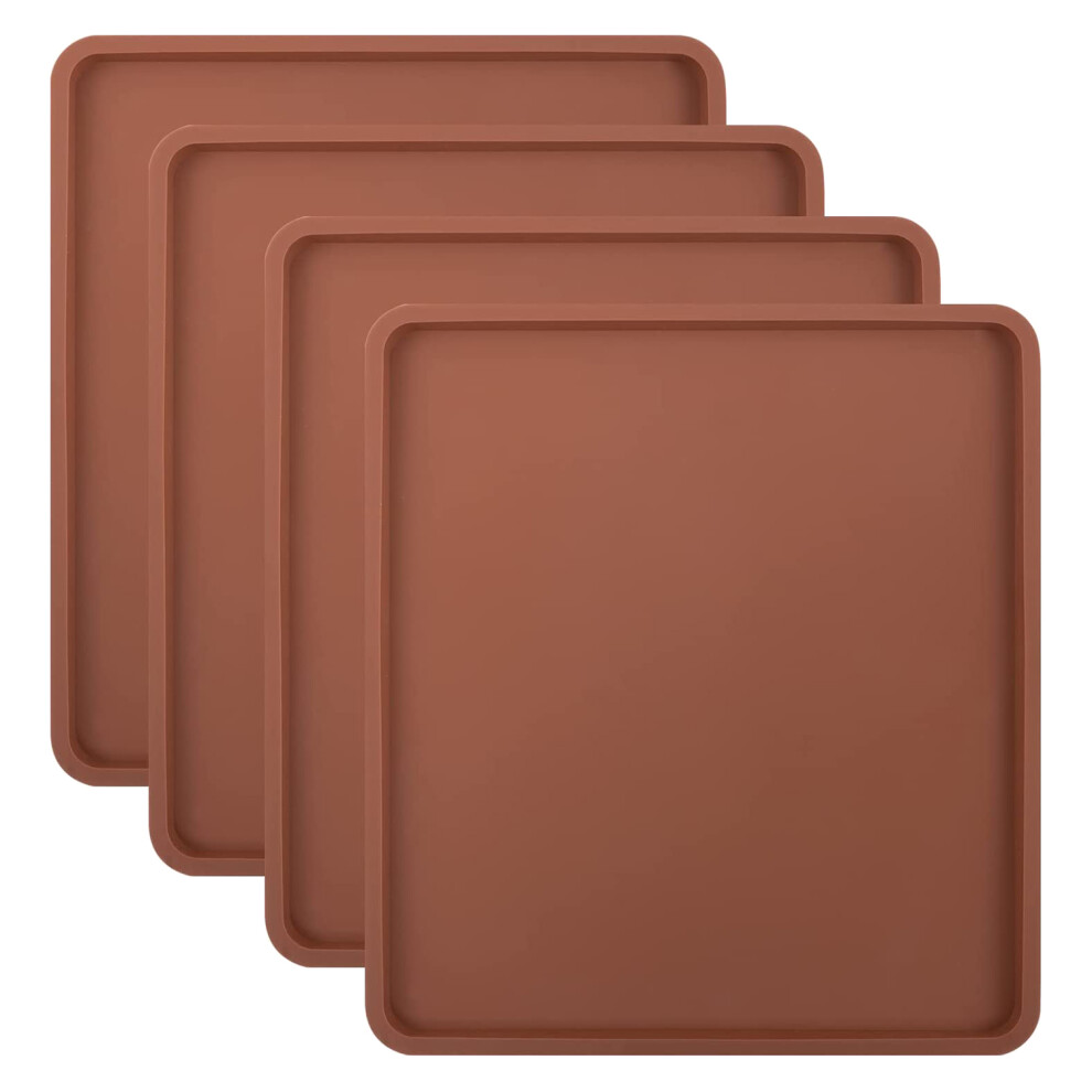 Lot de 4 tapis de déshydrateur en silicone avec bords, compatibles avec les feuilles, revêtement antiadhésif pour plateau, haute température