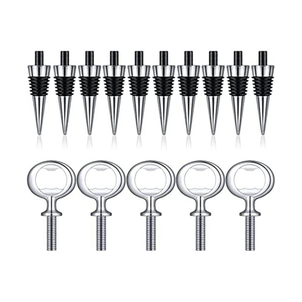 10Pcs Wine Stopper and 5Pcs Blank Bottle Opener Inserts Set Hardware for Wedding Turning DIY Project