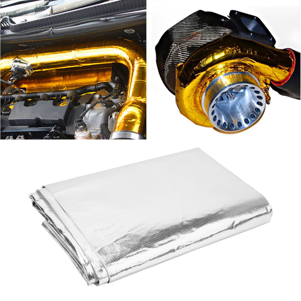 Self Adhesive Reflective Gold High Temperature Heat Shield Wrap Tape Thermal Insulation For Wrapping Wires Fuel Lines Silver 4291317883325