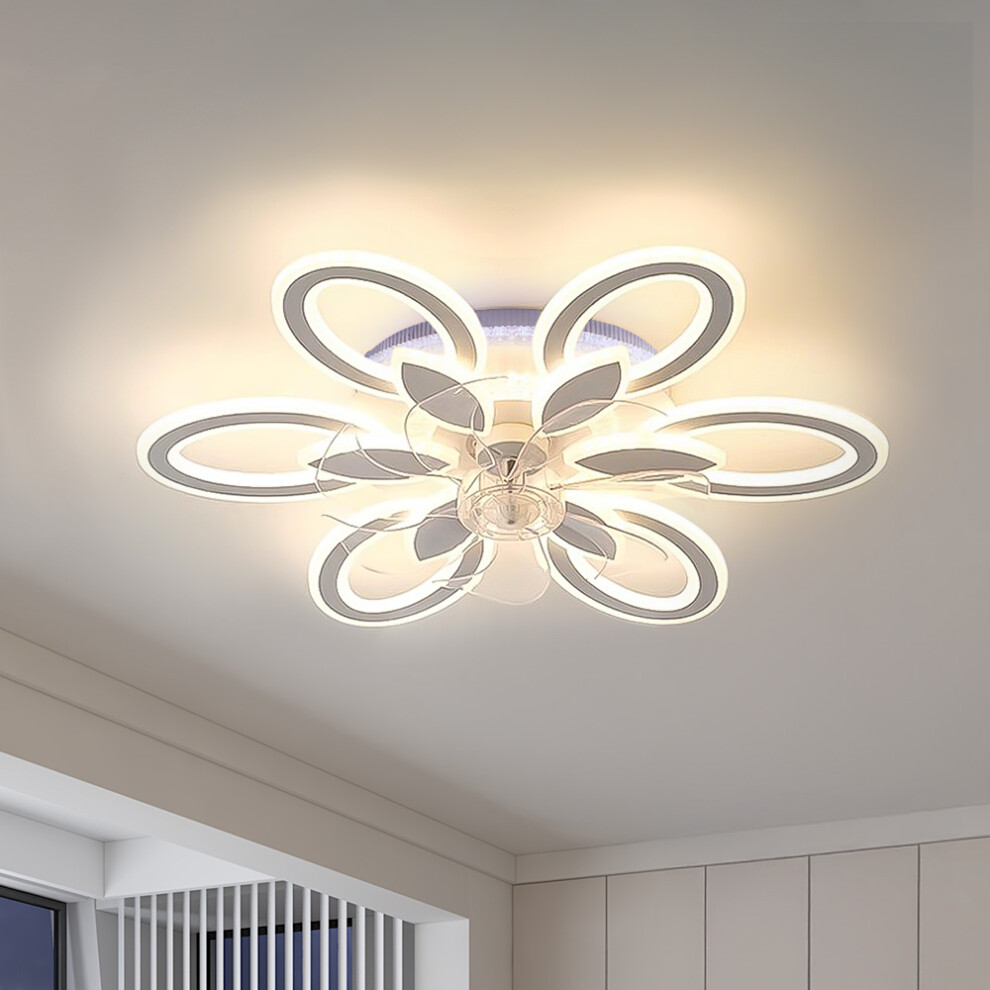(White) Modern RGB LED Ceiling Fan Light with Remote Control