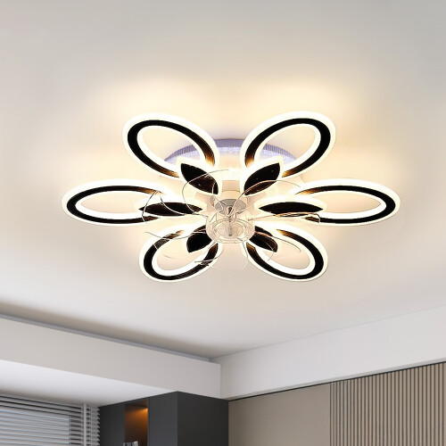 Living And Home (Black) Modern RGB LED Ceiling Fan Light with Remote Control