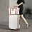 KONO 4Pcs Cream Travel Set 12+20 Inch ABS Hard Shell Suitcase and Travel Bags 2