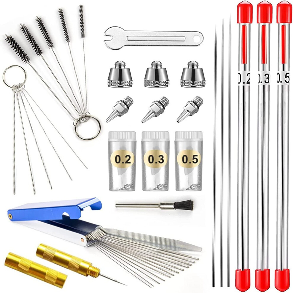 Airbrush Cleaning Kit, Nozzle Cap Kit And Needle Parts, Sprayer Accessories 0.2/0.3/0.5 Mm 4851034681118
