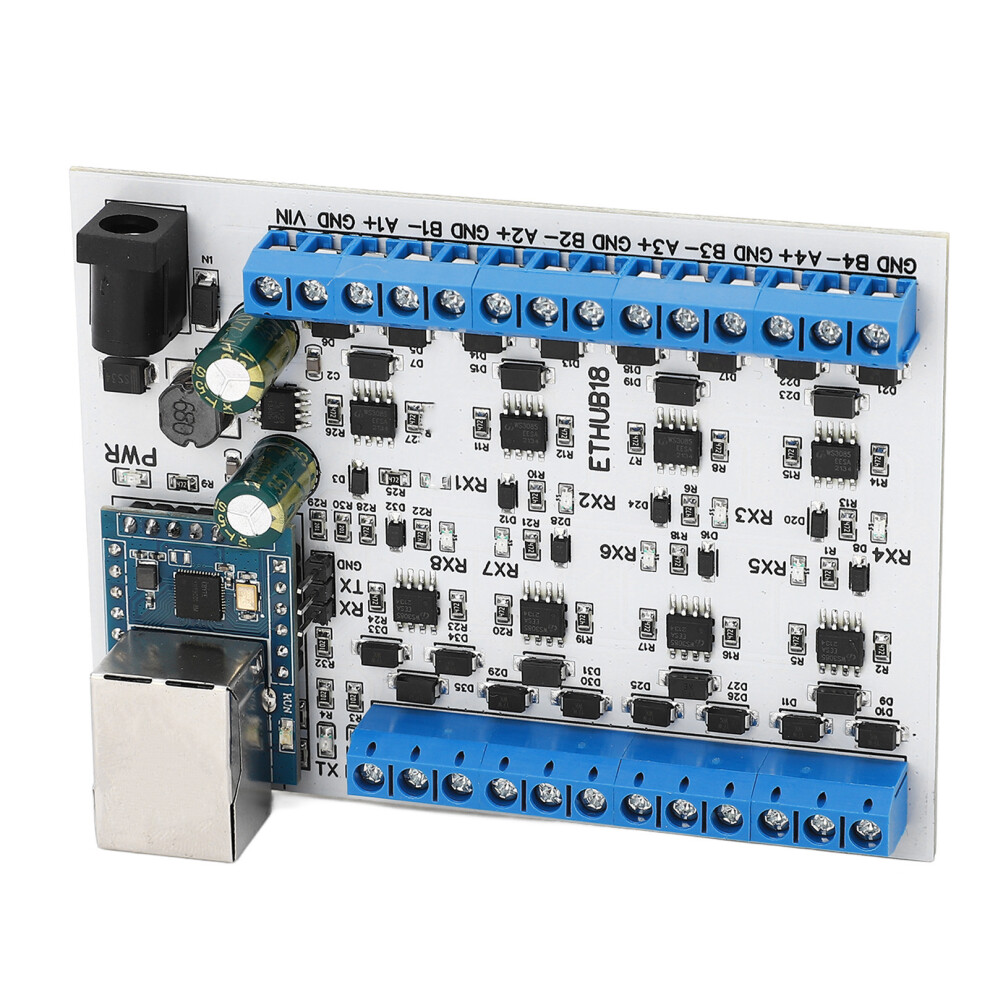 Rj45 To 8 Rs485 Hub Converter Tvs Surge Protection 115200Bps Hub Board For Security Monitoring Dc7‑30V Hub Module 8351317884794