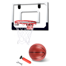 Mini cesta de basquete sobre a porta com bola para quarto de crianças e adultos