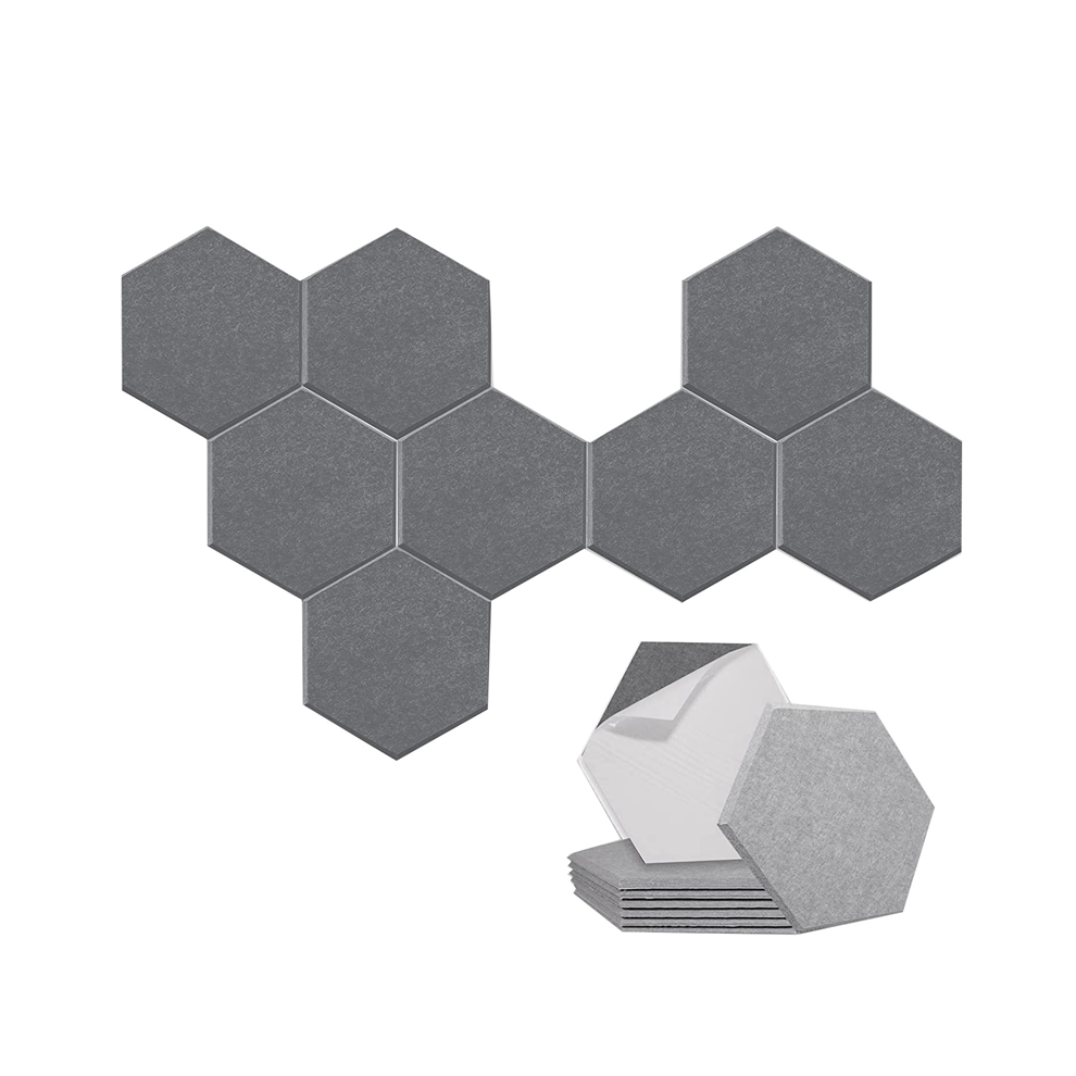 Paneles AcúSticos Hexagonales Autoadhesivos (Paquete De 8), Absorbentes De Sonido Para Estudios De GrabacióN Y Oficinas, Color Gris.-image
