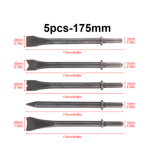 5Pcs/Lot Accessories Hard Steel Solid Long Air Chisel Impact Support Pneumatic Tool for Cutting / Rusting Removal 2