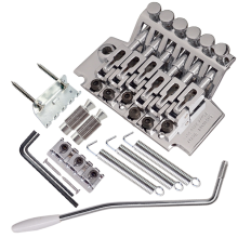 Pod tremolo cromat pentru chitară electrică, Sistem cu dublă blocare / 78 mm între centrele a două știfte / Coarde trec prin șaua punții