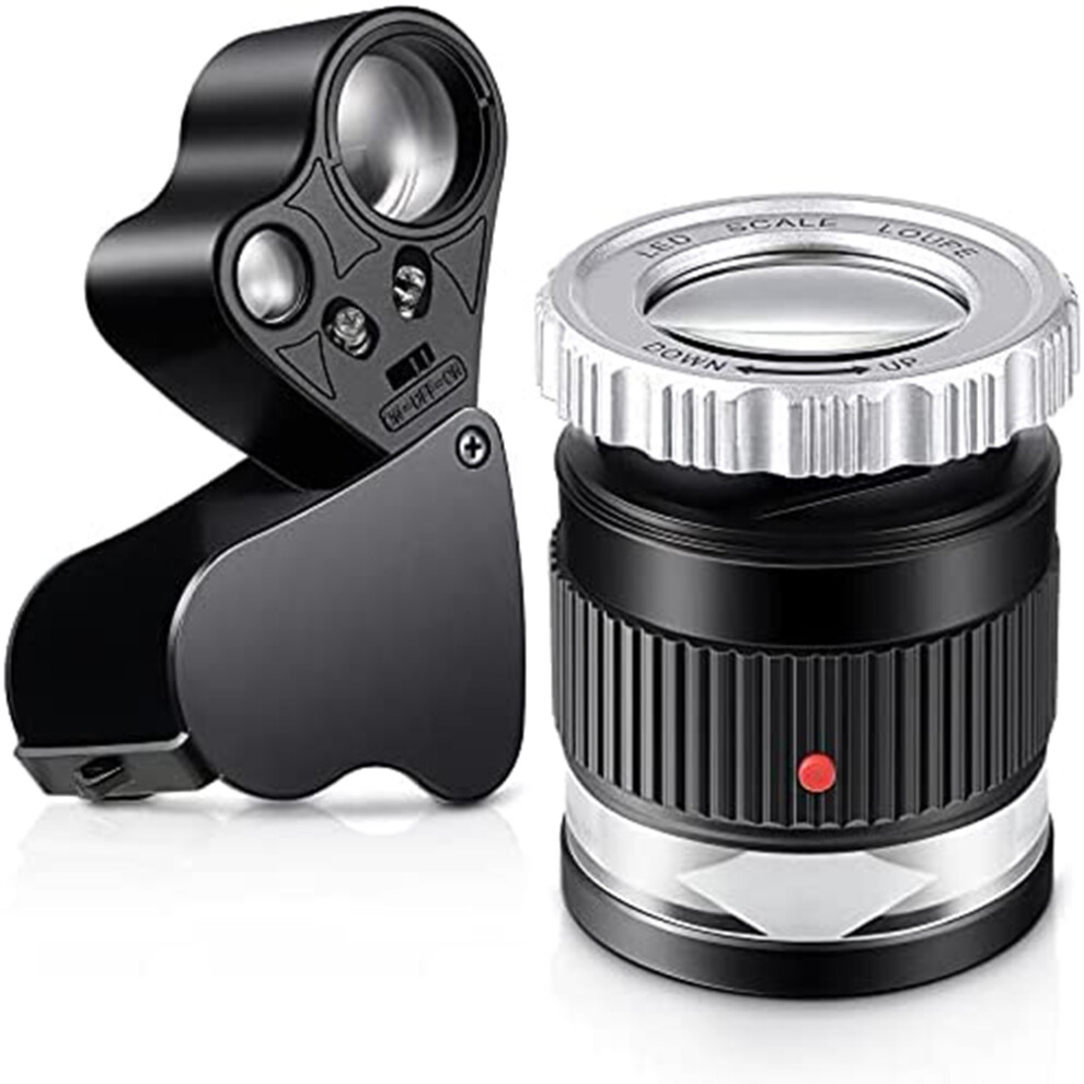 Semoic Light 2Pcs Loupe Magnifier,30X 60X Illuminated Magnifier With Led Magnifying Glass Eye And 30X A