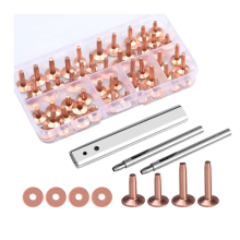 Copper Rivets and Burrs, Solid Brass Rust-Proof Studs Leather Rivet for Pure Setting Tool