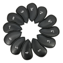 12Pcs Golf Iron Cover Head Covers Pu Leather Club Hat Embroidery Set Supplies