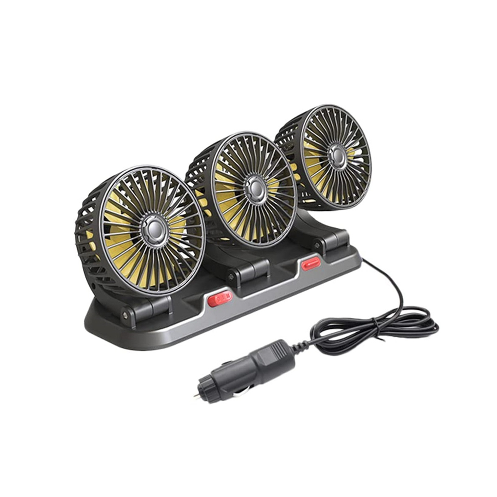 Fan For Car Three-Head Suvs Usb Cooling Air Small Personal 2 Speeds Electric Truck Vehicle (12V) 4851034689985
