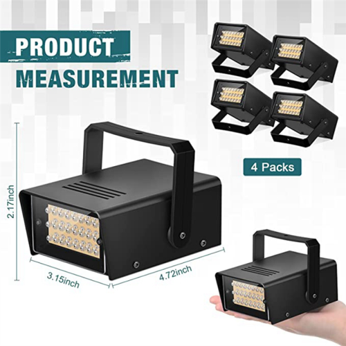 4 stk strobelys, sterke LED-lys, mini, justerbar blinkhastighetskontroll for scenebelysning 2