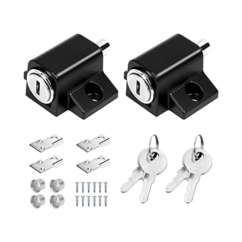 Ensemble de 2 serrures de fenêtre antivol en acier inoxydable et alliage d'aluminium pour porte coulissante, pour enfant, noir