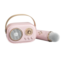 Mini altavoz inalámbrico Bluetooth para karaoke, con micrófono integrado, estéreo, para KTV, color rosa