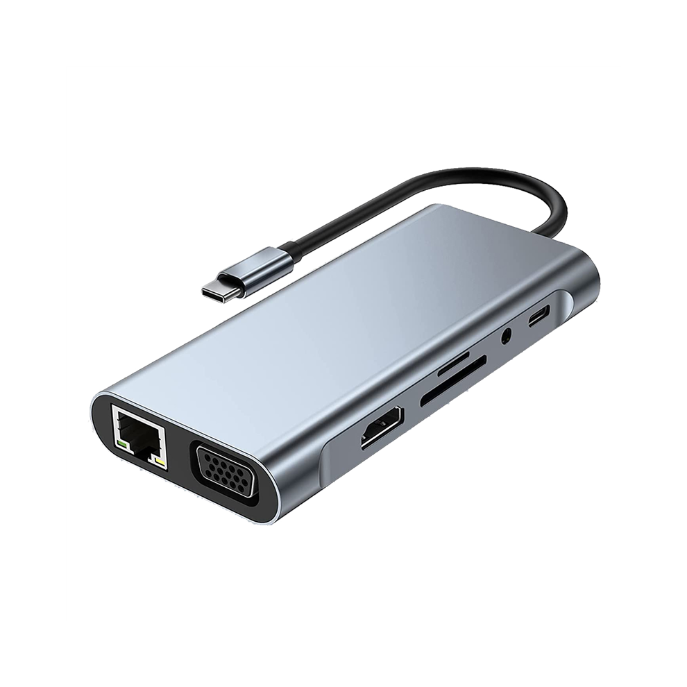11-In-1-Usb-C-Hub-Dockingstation Mit 4K-Kompatibel, Vga, Usb 3.0-Anschluss, Typ Pd, Rj45-Ethernet, Sd-/Tf-Kartenleser-image