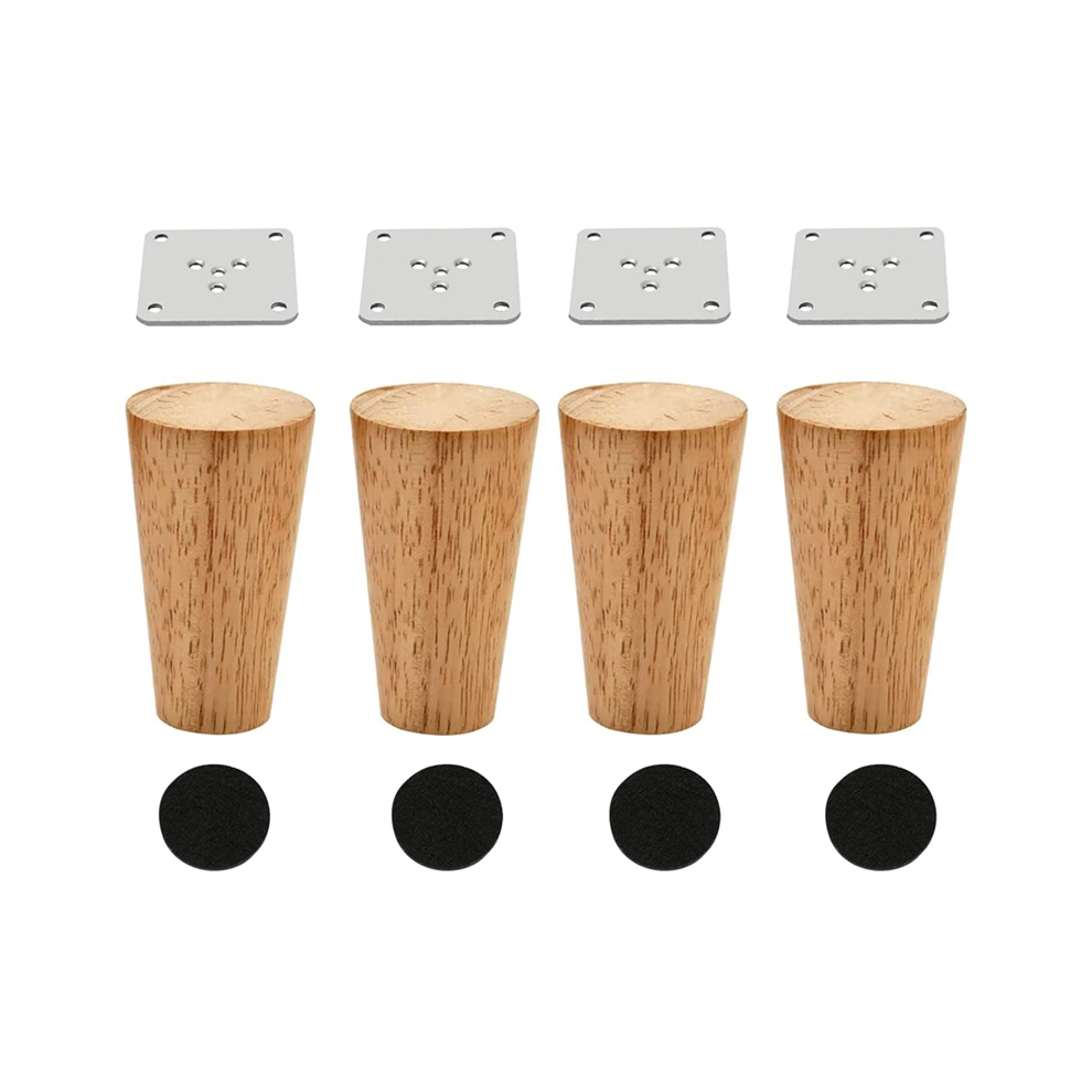 Wood 4 Inch Furniture Legs Set Of Round Solid Mid Couch Feet Replacement For Sofa Dresser Cabinet Bed Home Diy 4851034695511