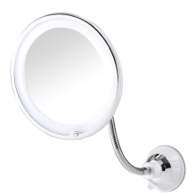 Suction Cup Folding Mirror 360 Degree Rotation LED 10X with Strong Portable Cordless Travel Home