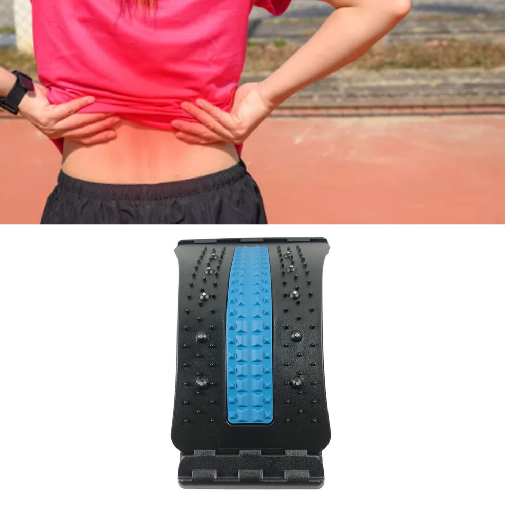Back Massager Board Adjustable Level Lumbar Back Cracker Stretcher Board Spine Deck 4 Level Blue and Black