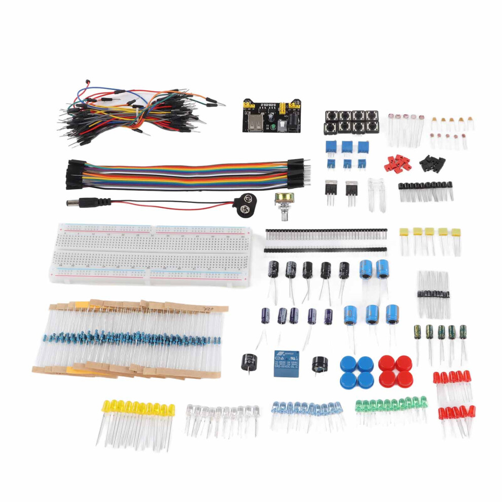 Electronics Component Kit Starter Fun Assortment 830 Tie Points Breadboard Resistor Capacitor Diode Module For R3 6921317891553