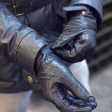 Handschuhe aus Vollleder für kaltes Wetter beim Reiten, Anti-Rutsch, Schwarz, L