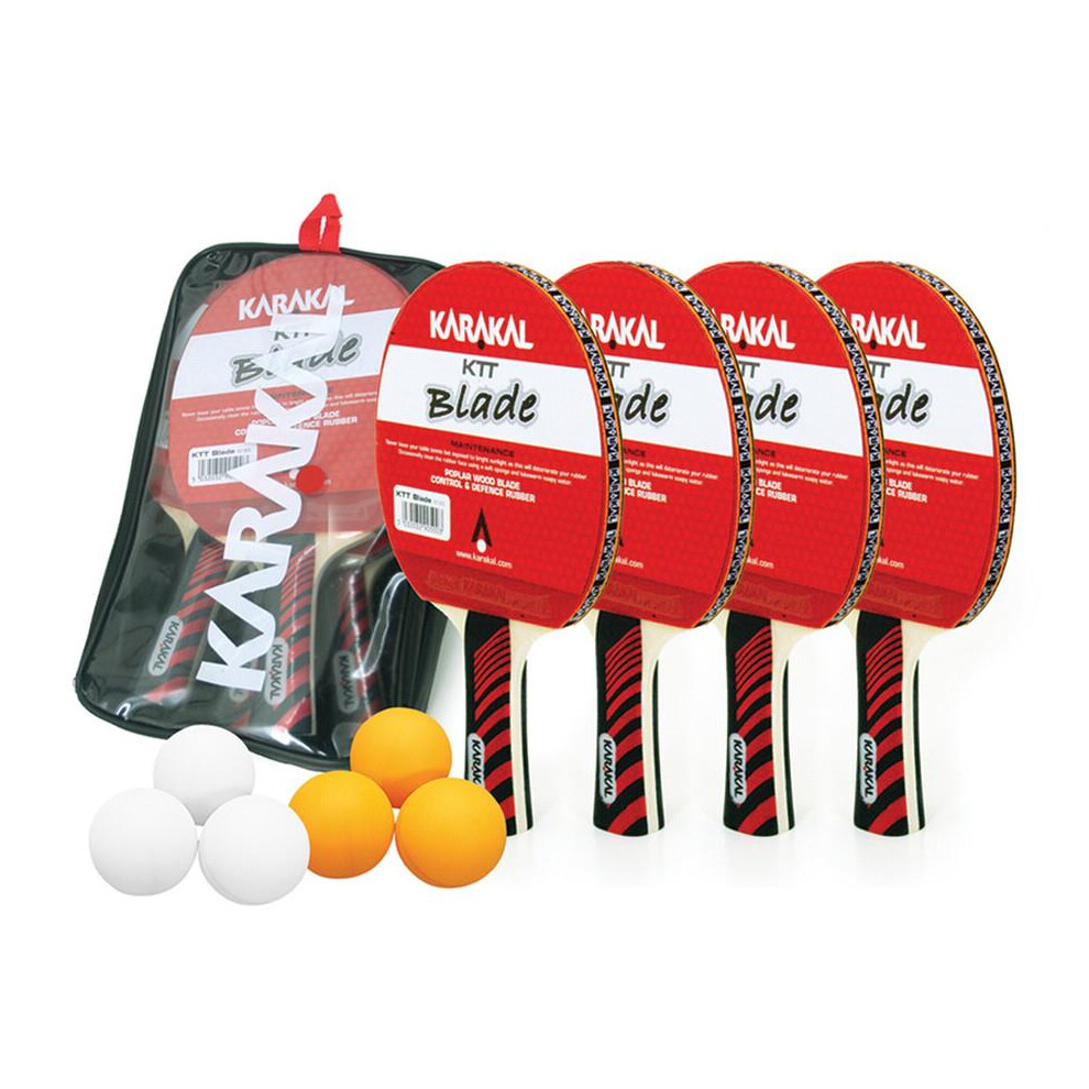 Karakal 4 Bat Table Tennis Set 6 Balls & Net Posts Ready To Play Match Set