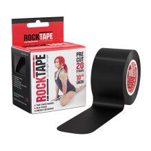 RockTape 25 x 5 cm 2 předřezaná kineziologická páska Sportovní lepicí role – černá