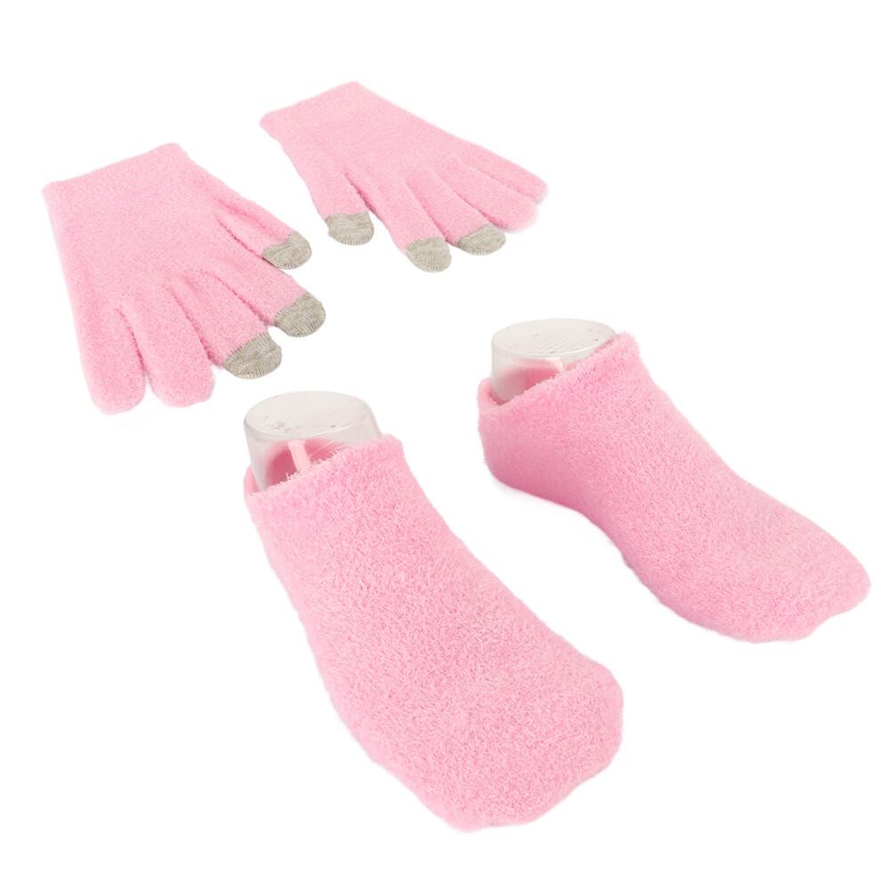 Pink Touch Screen Spa Gloves Socks Repair Moisturizing Gel Socks Gloves Set for Dry Cracked Hands Feet