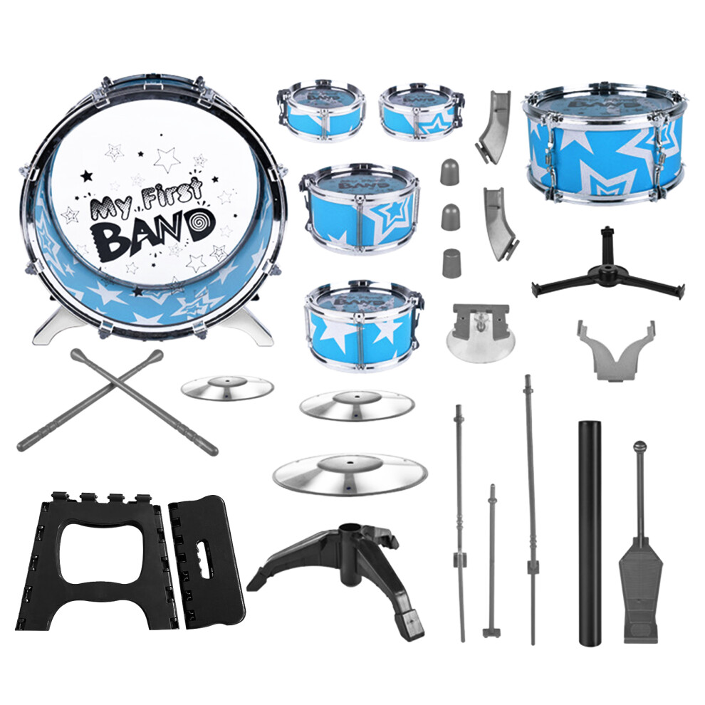 6 Piece Kids Drum Set Drum Kit Jazz Drum Set with Folding Step Stool Cymbal Pedal Drumsticks Percussion Musical Instrument for Kids Childre