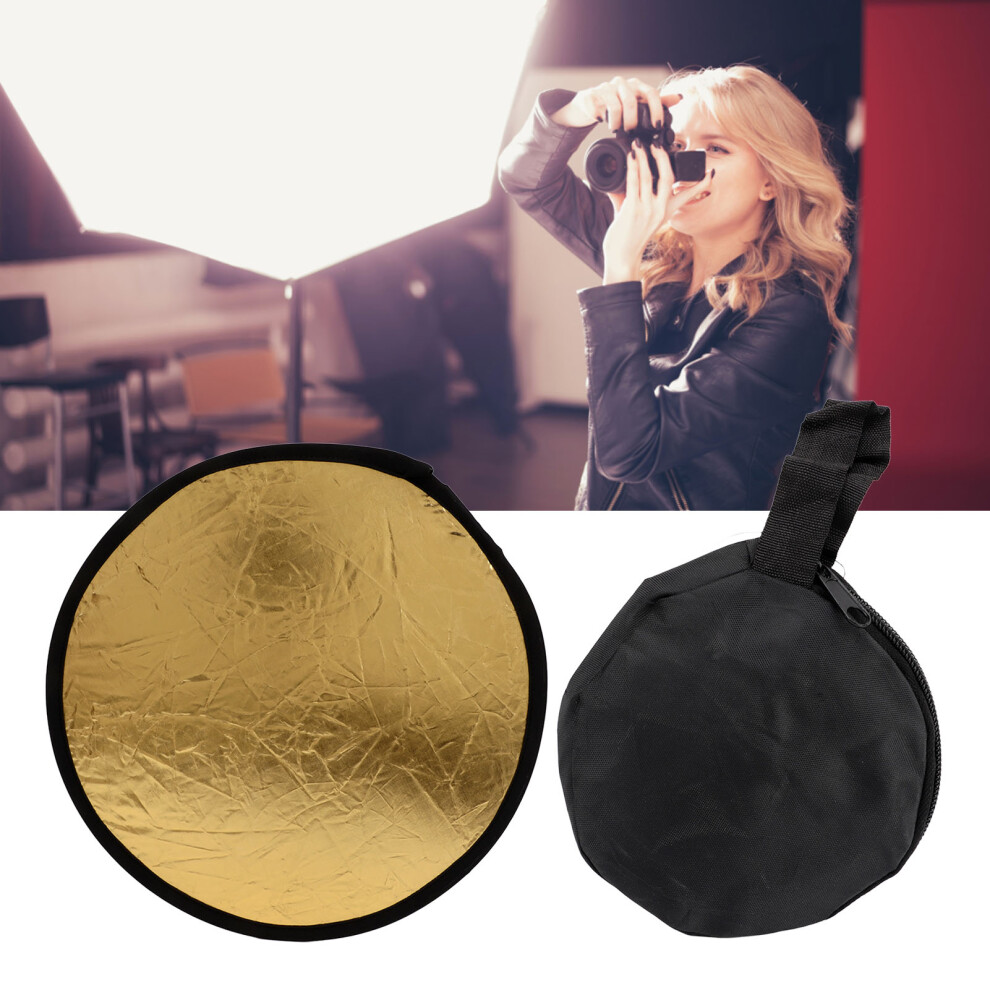 Disc Reflector 11.8In Round 2 In 1 Collapsible Portable Photography Reflector For Portraits Headshots Light/Gold/Silver 7631317893882