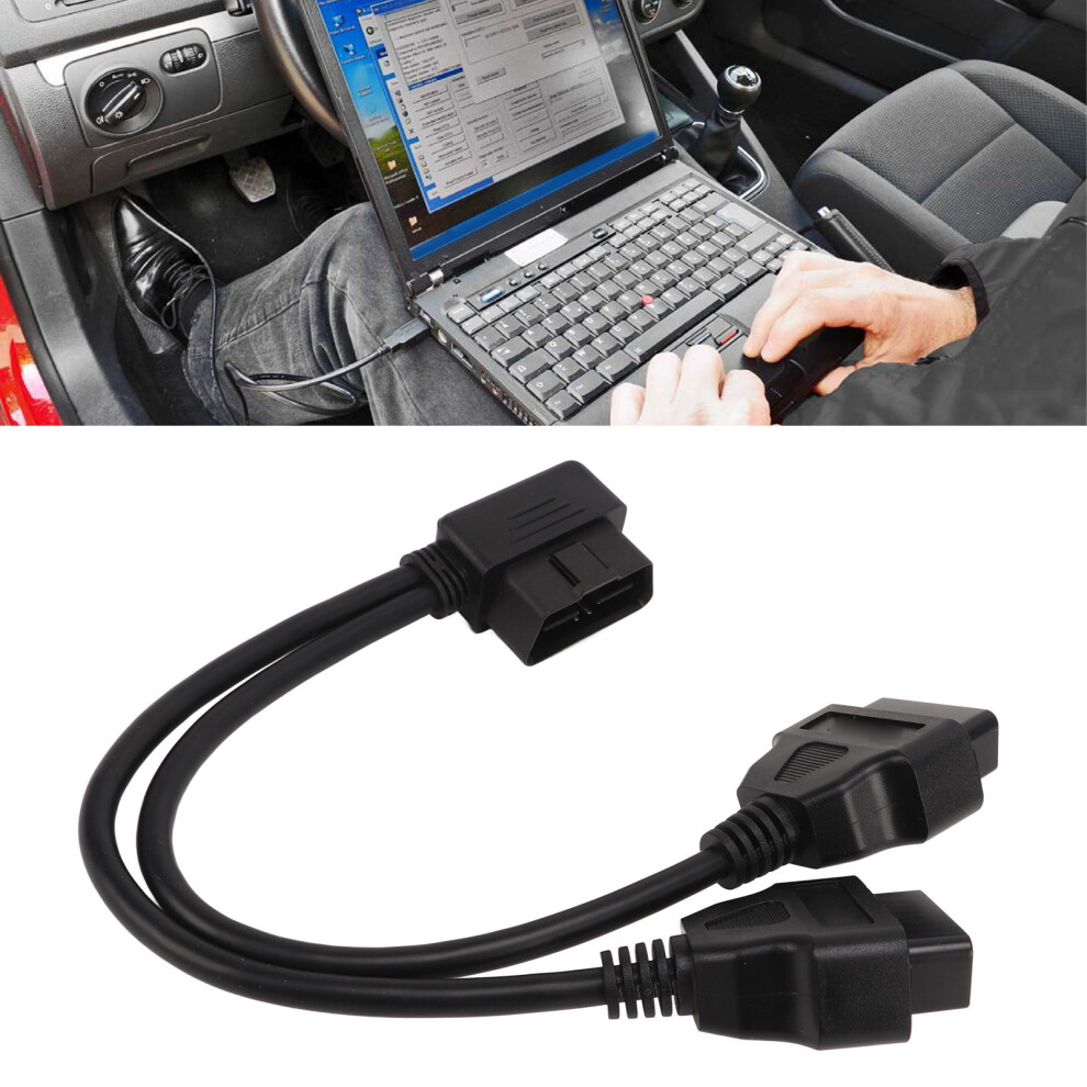 Obd2 Splitter 1 In 2 Y Splitter Extension Cable 16Pin Car Diagnostic Extender Cord Adapter Fit For 12V 24V Obdii Port 3771317895586