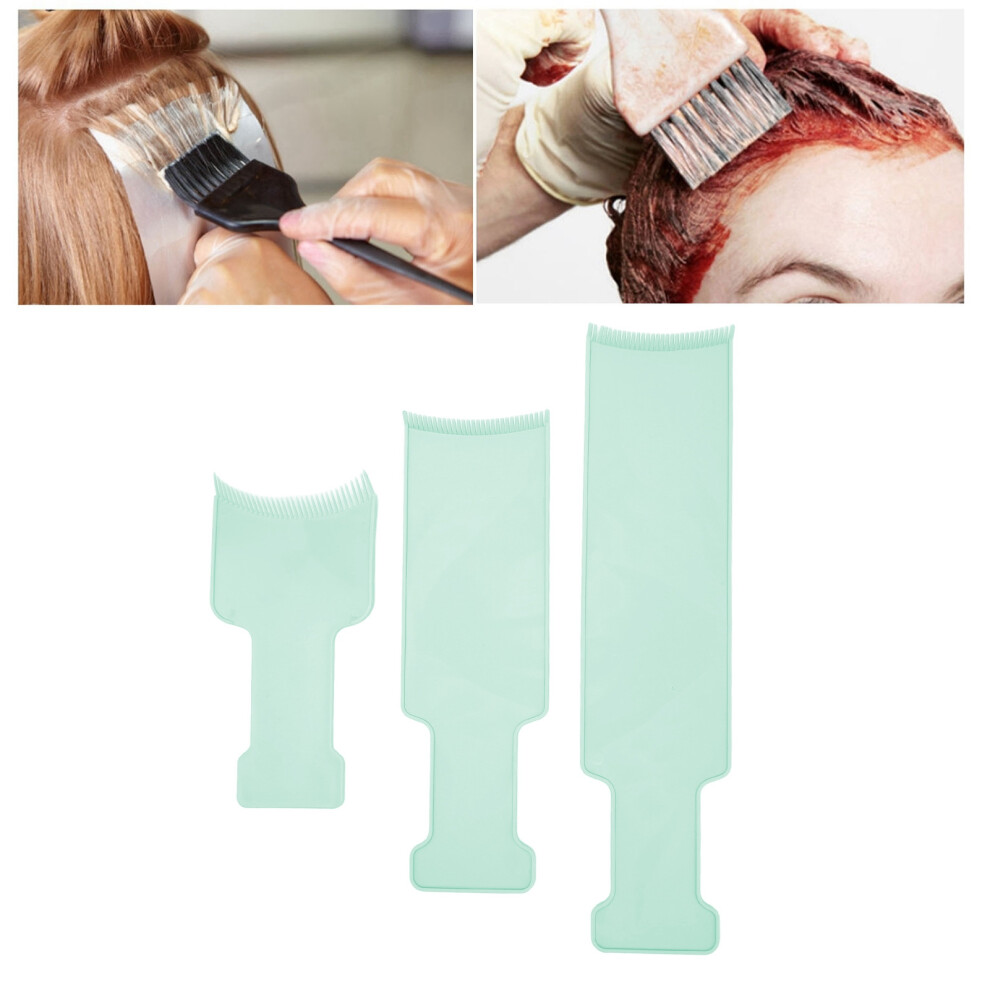 Green 3Pcs Highlighting Board Barber Hair Salon Hair Dye Sectioning Paddle Set Hairdressing Tool For Coloring