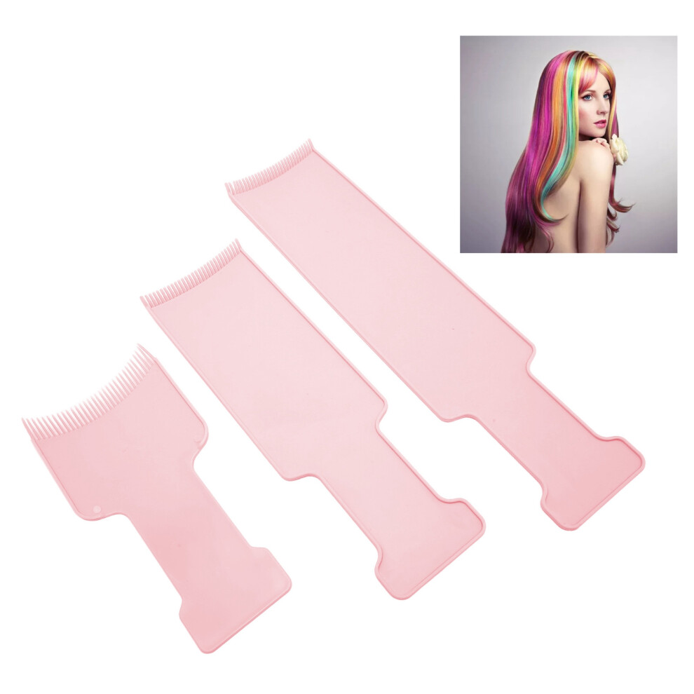 Pink 3Pcs Highlighting Board Barber Hair Salon Hair Dye Sectioning Paddle Set Hairdressing Tool For Coloring