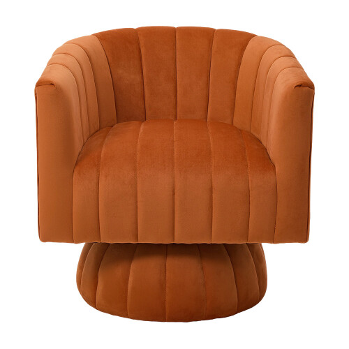 Living And Home (Orange) Upholstered Swivel Accent Armchair