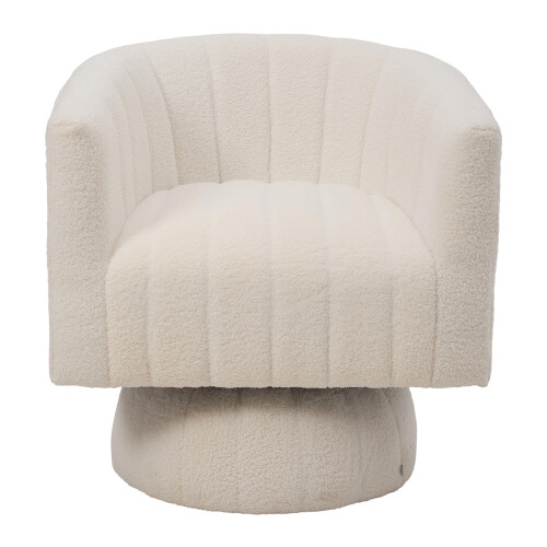 Living And Home (White) Upholstered Swivel Accent Armchair