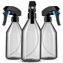 Sticle din plastic pentru curățare, 10 oz, cu pulverizator negru, set de 3