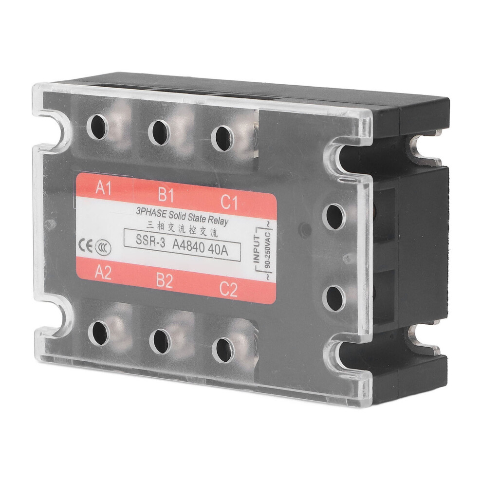 3 Phase Solid State Relay 40A Led Indicator Transparent Cover Ac To Ac Ssr 90Â250V Input 24Â480V Output 3751317902873