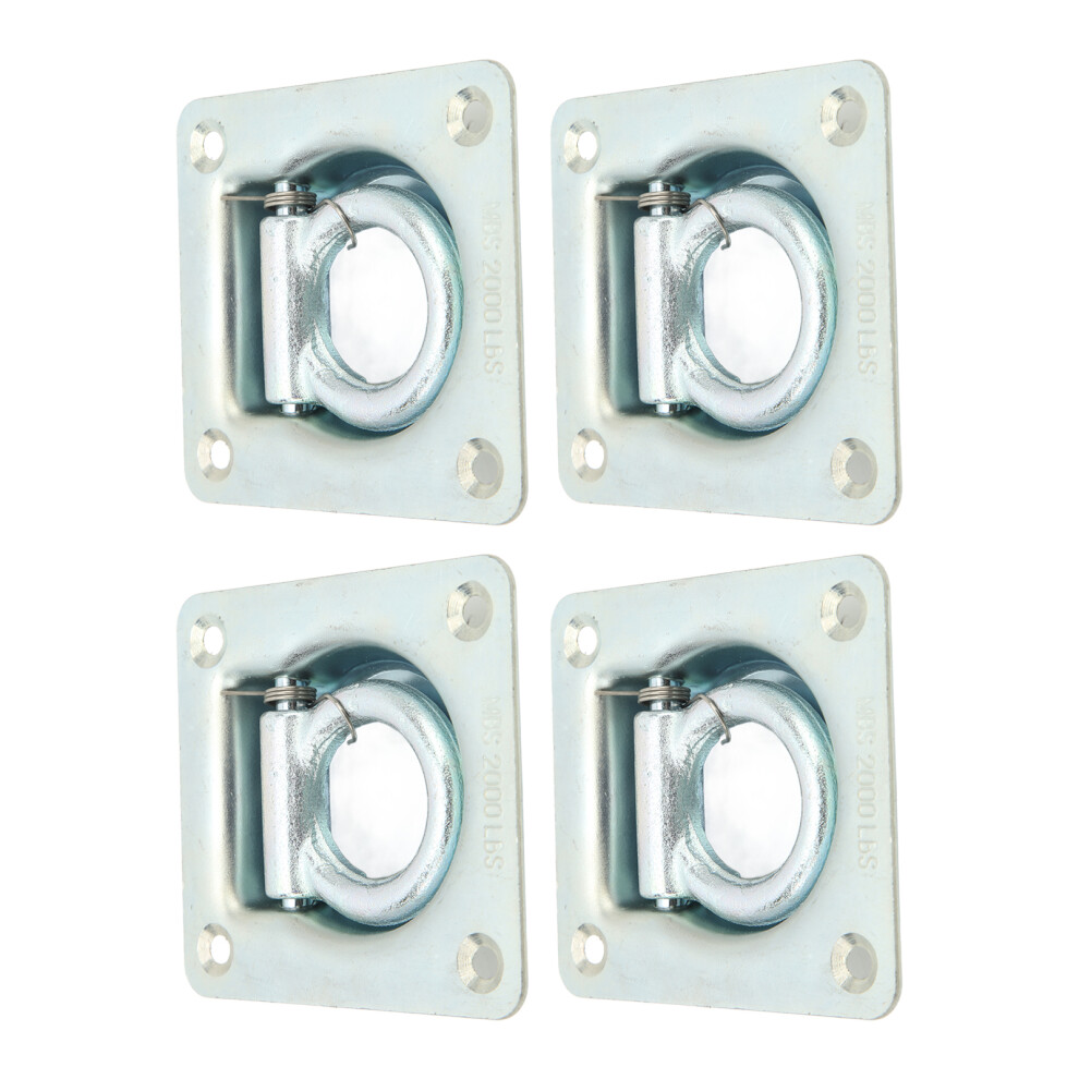 4Pcs Recessed Trailer Rope Ring Galvanized 2000Lb Maximum Breaking Force Trailer Tie Downs For Trailers 7641317903504
