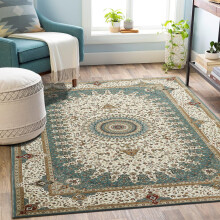 (160 x 230cm (5ft 3" x 7ft 6"), Willow Teal) Traditional Non Slip Rugs Extra Large Area Rug Living Room Bedroom Carpets