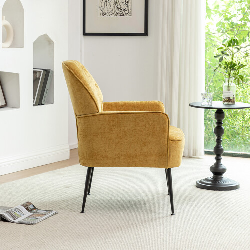 Living And Home (Yellow) Modern Chenille Upholstered Leisure Chair 2
