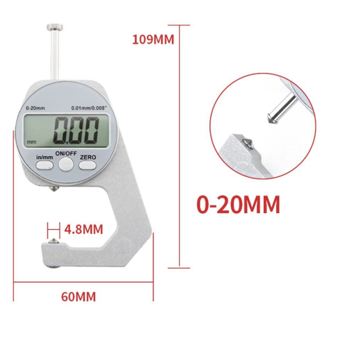 Digital Display Thickness Gauge Electronic LCD Pointed Head 2