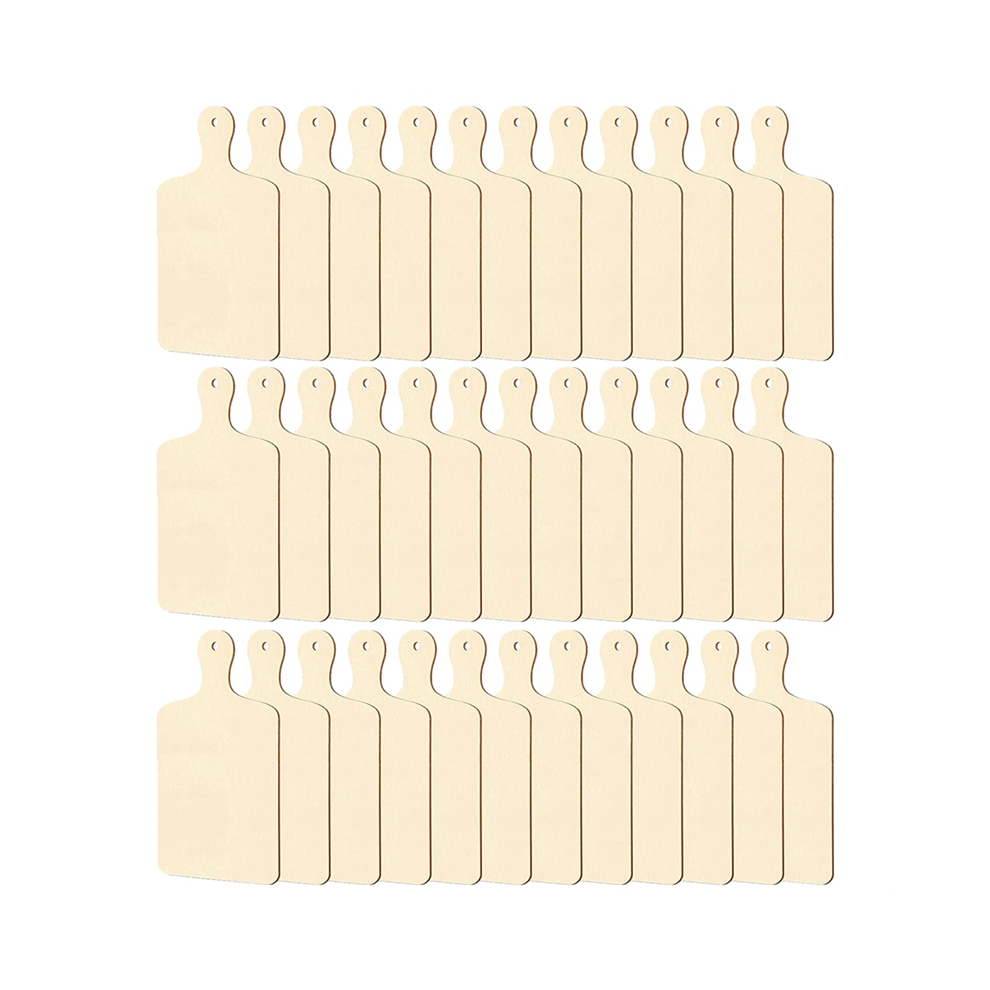 36 stuks houten mini snijplanken met handvat onbehandeld hout