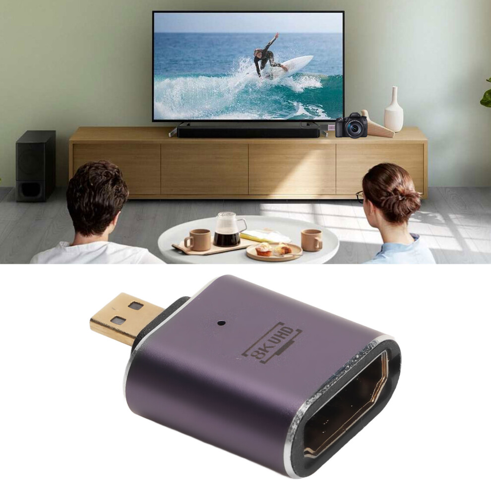 Hd Multimedia Interface Female To Micro Hd Multimedia Interface Adapter With Led 48Gbps Support 8K Micro Hd Converter Light 8761317904925