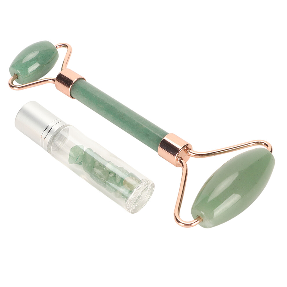 Jadestone Face Roller Wrinkle Removal Lymphatic Drainage Facial Lifting Roller with Essential Oil Bottle Green