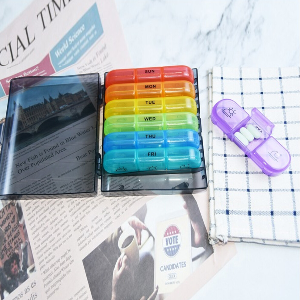 Weekly Medicine Organizer 3 Times A Day Large 7 Day Daily Medicine Planner Container Case 21 Compartment Colourful