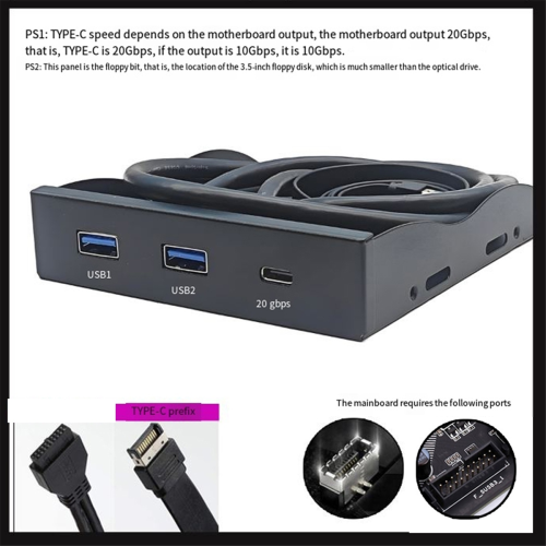 3,5-tommers desktop-floppydrev-frontpanel med 2 USB 3.0 Type-A 2