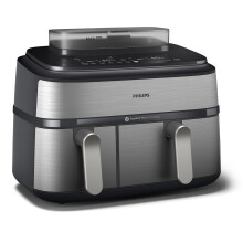 Philips 5000 Series Dual Basket NA555/09 Air Fryer - Black / Stainless Steel