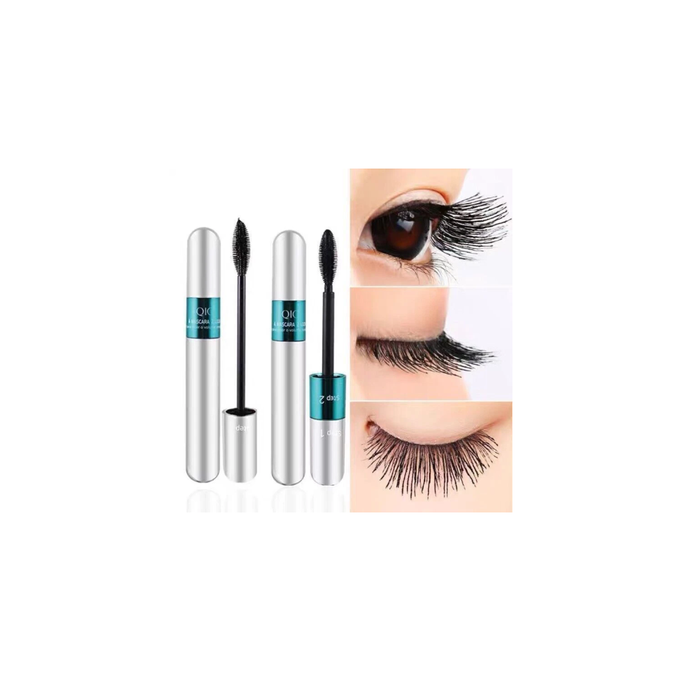 QIC Waterproof Silk Fiber 4D Mascara 2 in 1 Brushes Long Lasting Makeup