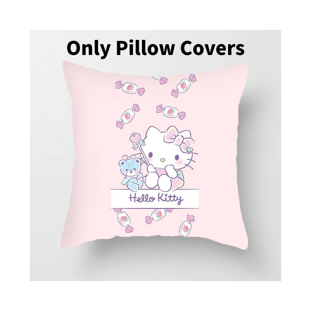 (Hello Kitty F)Housse de coussin décorative Sanrio Hello Kitty rose fille dortoir salon fournitures