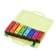 8-note Xylophone Colorful Glockenspiel Removable Rainbow Color Metal Plates Resonator Bells with Plastic Mallets Green Case Percussion Inst
